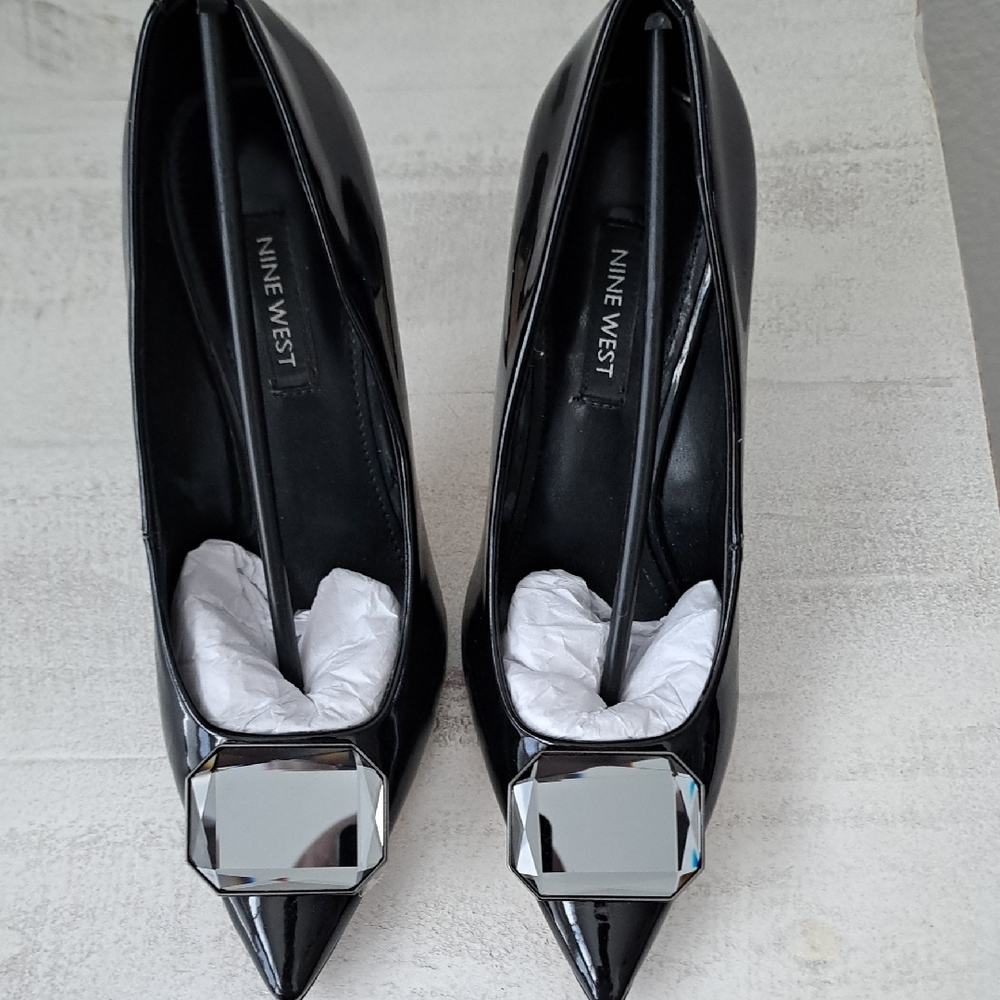 Nine West Black and Silver High Heels with Bow